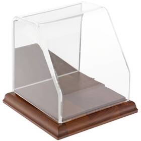 Plymor 840003108422 Clear Acrylic Slant Front Case With Hardwood Base Mirror Back 4 Inch X