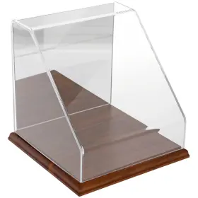 Plymor 840003108606 Clear Acrylic Slant Front Case With Hardwood Base Mirror Back 8 Inch X