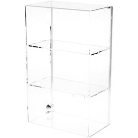 Plymor 840003117165 Acrylic Locking Case With Sliding Back 2 Shelves 21.75 Inch X 13.25 7.5