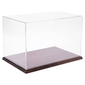 Plymor Abc14x9x9-wb Clear Acrylic Display Case With Hardwood Base 14 Inch W X 9 D H