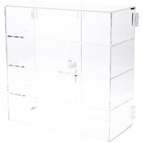 Plymor Ad1367 Clear Acrylic Rectangle Locking Case 3 Shelves 16.5 Inch H X 16.25 W 7 D