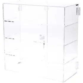 Ad1367 Plymor Clear Acrylic Rectangle Locking Case 3 Shelves 16.5 Inch H X 16.25 W 7 D