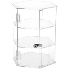 Plymor Ad1401 Clear Acrylic Hexagonal Locking Case 2 Shelves 12 Inch H X 9.5 W 8.25 D