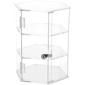 Ad1401 Plymor Clear Acrylic Hexagonal Locking Case 2 Shelves 12 Inch H X 9.5 W 8.25 D