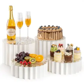 Paperpillar-w-4p Puersi 4 Pack Buffet Risers Foldable Food Display For Party Paperpillar-w-4p Puersi 4 Pack Buffet Risers Foldable Food Display For Party