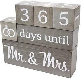 Pulse Brands 611193039045 Wedding Countdown Calendar Wooden Blocks - Engagement Gifts Bride To Be B