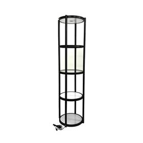 Qomolangma 0113002391501 Usa 81in Portable Round Twist Display Counter With Top Light And Panels Black