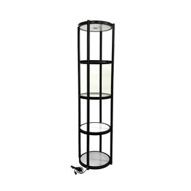 Qomolangma 0113002391502 81.1in Black Round Twist Display Counter With Shelves&clear Magnetic Panels