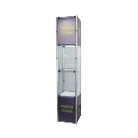 Qomolangma 0113002746600 Us Stock 81.1in Square Portable Spiral Tower Display Case With Shelves And Panels