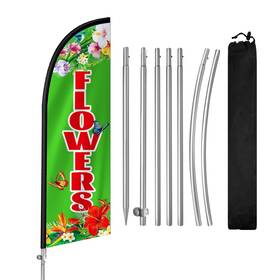 Qsum 24110830 Flowers Flag For Business Signs 8ft Polyester Advertising Swooper F