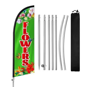 24110830 Qsum Flowers Flag For Business Signs 8ft Polyester Advertising Swooper F
