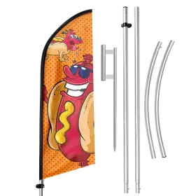 Qs0001212 Qsum Hot Dog Feather Flag Kit 11ft Swooper Banner For Outdoor Stands Foo