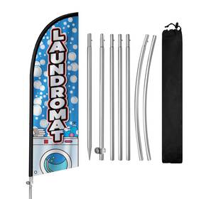 Qsum Qs24102341 Laundromat Flag For Business Signs 8ft Polyester Advertising Swo