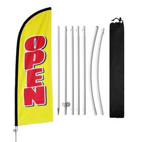 Qsum Qs24121602 8ft Open Signs Flag For Business Feather With Base Fla