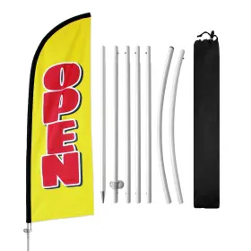 Qs24121602 Qsum 8ft Open Signs Flag For Business Feather With Base Fla