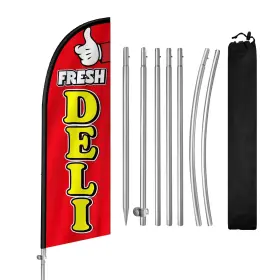 Qsum24112915 Qsum Fresh Deli Flag For Business 8ft Feather Banner Polyester A