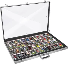 Qtyord 445055064004 Aluminum Glass Display Case For Cards Xl Large Table Top With Lock