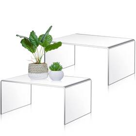 Rattanview Zon-rattanview-0957 2 Pcs 12 Inch Large Acrylic Risers Display Stands 5 Mm Thick Shelf Ri