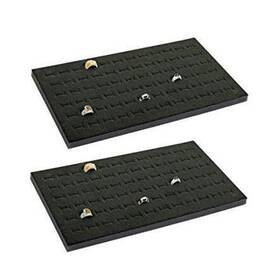 Regal Jewelry Displays 92-72e 2 Pack Of 72 Slot Black Ring Display Inserts For Standard Tray Size 14
