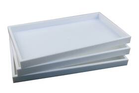 Regal Pak Ax-ay-abhi-40882 3-piece 1-inch Deep White Full Size Plastic Stackable Jewelry Tray 14 3/4 X 8