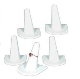 Rj Displays 244-1l- 5 Pcs White Faux Leather Ring Stand Jewelry Holder Organizer For