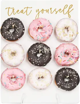 20220311dwty Rmeosye Donut Wall Display Stand Reusable Holder Board Rustic Wood Doughnut Foo