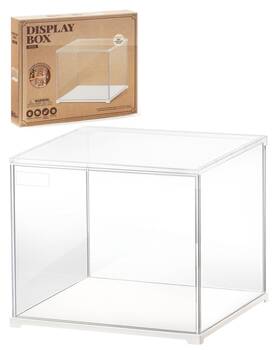 Robotime Rbt-df03l Clear Acrylic Display Case Dustproof Box Stand With White Base Dust