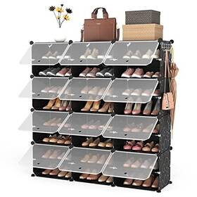 Rojasop 008678283923 Portable 8-tier Shoe Cabinet - 48-pair Organizer Black
