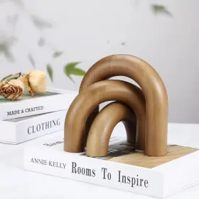Arch-05 Roowest 3 Pieces Wood Arch Book Shelf Decor Wooden Coffee As Pictures Show