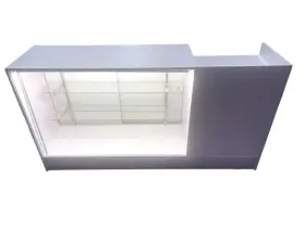 2in1blk S&l Store Fixtures 2-in-1 Combo Counter - 4ft Full Vision With 2 Ft Register Stand Led