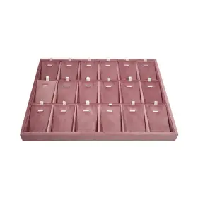Qizhi153 Scikheft 18 Grid Stackble Pendant Display Tray Pink Velvet Jewelry For Selling Je