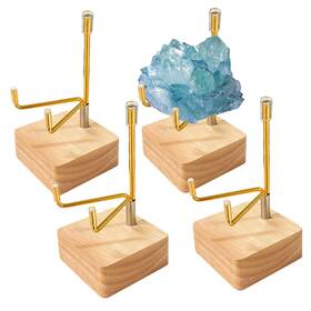 Sdidviexpert Aifuen-z04 4 Pcs Rock Display Stand With Wooden Base Adjustable Metal Arm