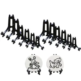 Ftgj0564 Sk 3 Inch High Black Plastic Display Stands Plate Holders To Pictures Co