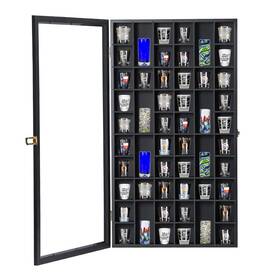 Snail Sn-sgf-1732 Shot Glass Display Case Large Wooden Cabinet Rack Holder Wall Mounted Black S