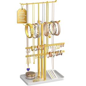 Socal Buttercup Adj001 Jewelry Tower Stand Organizer For Women - Elegant Holder Display With