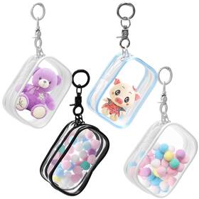 Solaradgy Ccdb001 4pcs Clear Figure Display Bag With Keychain Dustproof Small Case For