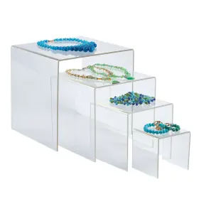 55136 Sswbasics 4 6 8 10 Inch Square Nesting Clear Acrylic Display Risers