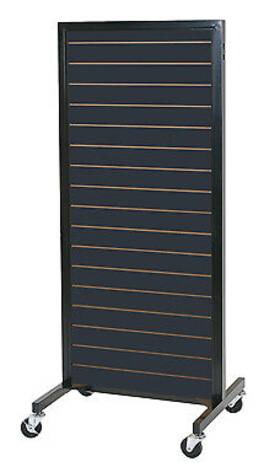 Sswbasics 60685 Black Metal Framed Rolling Slatwall Merchandiser