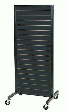 60685 Sswbasics Black Metal Framed Rolling Slatwall Merchandiser