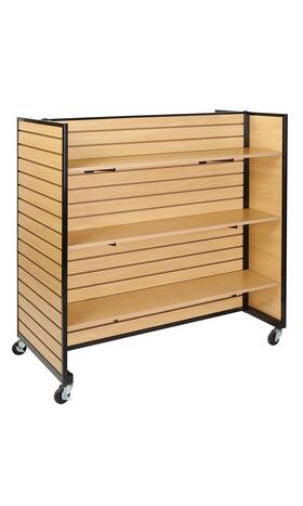 Sswbasics 60688 Maple Metal Framed Rolling Slatwall Gondolas With 6 Shelves