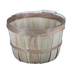 Sswbasics 68306-3 One Peck Basket With Handle - Set Of 3 Natural Unfinished Pine Wood