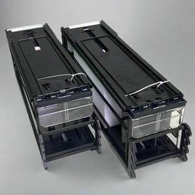 Stephen Gould Corp Sg18dptwb 4 Pack 18.67 Inch Slim Line Double Pushers Tray With Bed Black