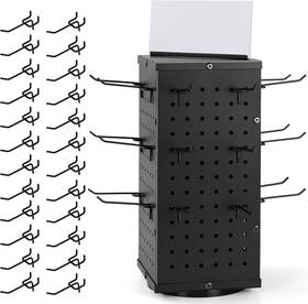 Storage Standard 114129904054 Rotating Pegboard Display Stand With 24 Hooks - Metal Spinning Peg Board