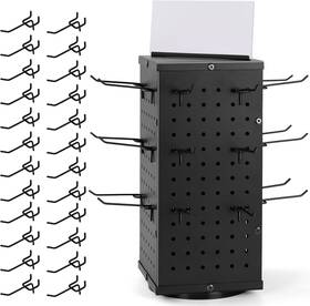Storage Standard 114129904061 Rotating Pegboard Display Stand With 24 Hooks - Metal Spinning Peg Board