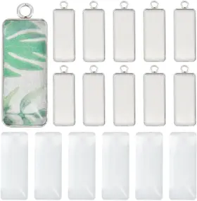 Diy-sc0022-98-7sc Sunnyclue 1 Box 80pcs Pendant Trays Set Small Rectangle Stainless Steel Bezel Tr