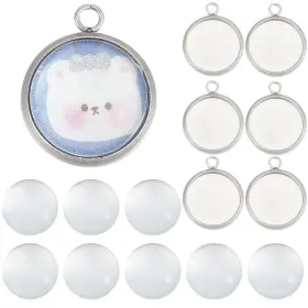 Diy-sc0022-99-7sc Sunnyclue 1 Box 120pcs Bezel Tray Blanks Pendant Kit Stainless Steel Pen