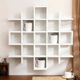 Suzile Jin-suzile-3926 Oversize Coffee Mug Display Rack Wooden Shelves Rustic