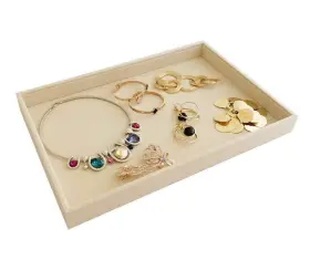 Svea Display 648412462834 Large Beige Premium Quality Velvet Jewelry Box Tray Stackable Practic