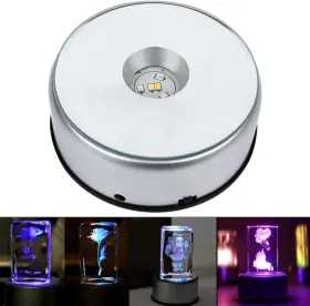 Led-7 Sywan 4 Led Rotating Display Base For Crystals Glass Art Colorful Light