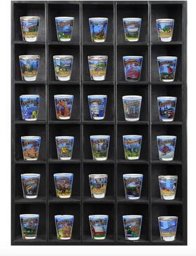 Tasse Verre 852170008924 30 Shot Glass Shelf Display Case 2-pack - Large Wooden Collecti